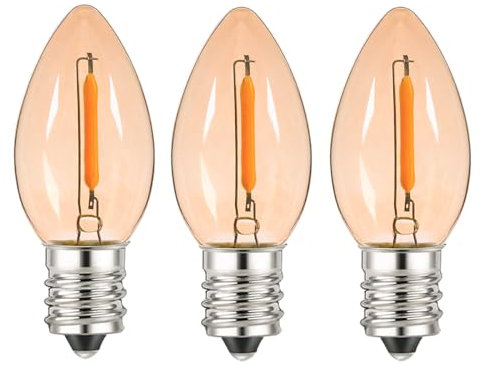 ShuoHui E12 C7 220V 230V LED Kerzenlampe, 0.5W Vintage Edison Kleine Ersatz-Glühbirne ersetz 5W Glühend für Nachtlicht/Kokosnusslichterkette 2200K Warm Leuchtmittel, 50LM Nicht Dimmbar (3)