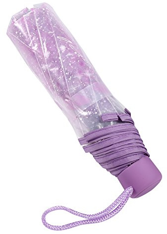 Wakects Transparenter Regenschirm, Klarer Regenschirm für Hochzeit, 1 Transparenter, Faltbarer, Kompakter Reiseschirm mit Romantischer Kirschblüte