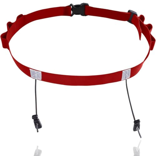 Triathlon Startnummernband, Laufgürtel mit Nummernhalter, Ring Running Belt, Bauchtasche Gürteltasche für Radfahren, Triathlon, Marathon, Laufen, Rot