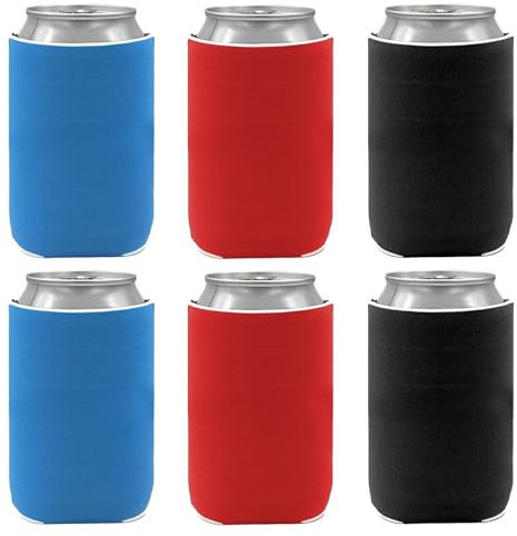 HDGSAFD - Vaso aislante de neopreno para botellas y latas de 33 cl, azul, rojo, negro (juego de 6)