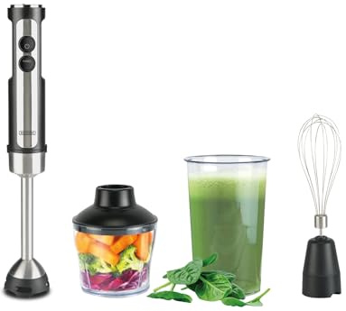Bourgini Classic - Batidora de inmersión extra potente con 20 velocidades y modo turbo - Picadora - 1200 W.