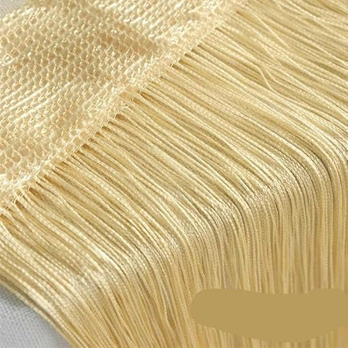 DFGLIK 100 cm x 200 cm Fadenvorhänge, Sichtschutzband, Trennwand, Rollo für Wohnzimmer, Tür, Wand, Fenster, Paneel, Quastenvorhang, cremefarben, 100 cm x 200 cm