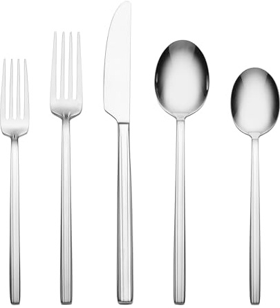 Oneida Silverware Set, Dean Mirror 20-Piece Everyday Flatware Set, Service For 4, 18/0 Stainless Steel, Dishwasher Safe, Knife Spoons & Forks Sets, Home Kitchen Utensils, Tableware (Silver, 20 Piece)