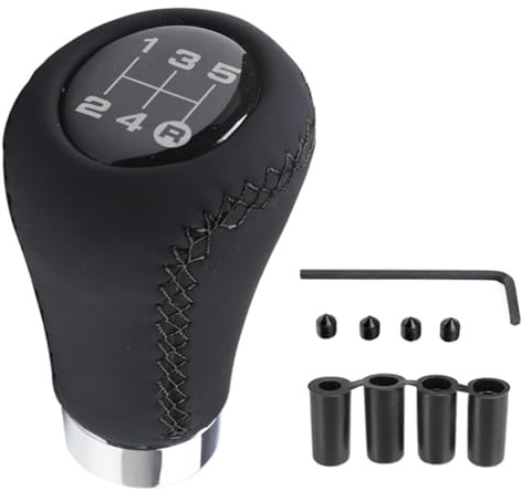 Xiciki Pommeau de Vitesse Universel 5 Vitesses avec 4 Adaptateurs, Pommeau de Levier de Vitesse 8mm 10mm 11mm 12mm Adaptateur spommeau vitesse pour Voiture avec Boîte de Vitesses - Noir