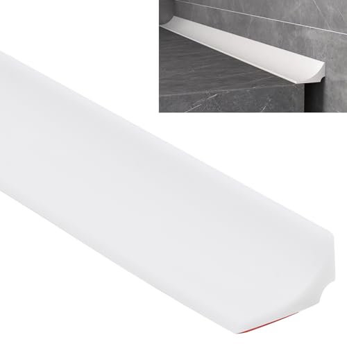 BORISCA Seuil de Douche, 3m Barrière d'eau pour évier Blanc Barriere de Douche Silicone Barrière de Douche Pliable Barrière de Douche Bande d'étanchéIté Autocollante pour évier et Salles de Bains