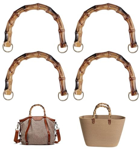 4 Stück Taschenhenkel aus Bambus, U-Form für Häkeltaschen, Taschen und Handtaschen - Ersatzgriff