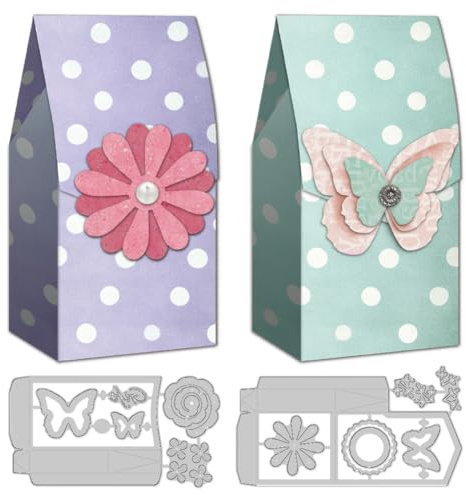 DELORIGIN Stampi 3D per sacchetti regalo pieghevoli, fustelle in acciaio al carbonio, fustelle per scrapbooking, stampini in goffratura, stencil per punzonatura, novità 2025, per regali di compleanno
