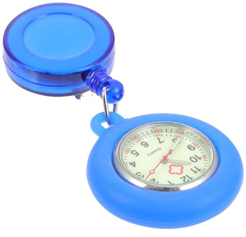 LIFKOME Einziehbare Krankenschwesteruhr Taschenuhr Mit Quarzwerk Blau Langlebiges Hängeclip Design Leuchtender Zeiger Für Medizinisches Personal
