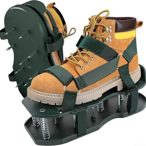 Besshepplo Scarpe per allentare il terreno, scarpe per l'aerazione del prato, con base a molla per la cura del prato, vendita calda per allentare il terreno, aerare l'erba 30 x 6,5 cm (verde)
