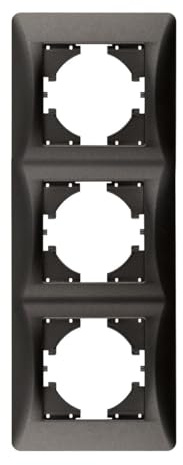 Cornice da incasso in grafite, 3 elementi, design verticale, ideale per installazione elettrica e applicazioni domestiche.