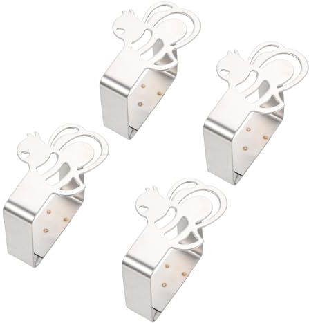 Angoily Pinzas para Manteles De Acero Inoxidable, Diseño Creativo De Abeja, Pack De 4 Unidades, Resistentes Al Desgaste y Rotura, para Mesas De Exterior y Decoración Picnic y Fiestas