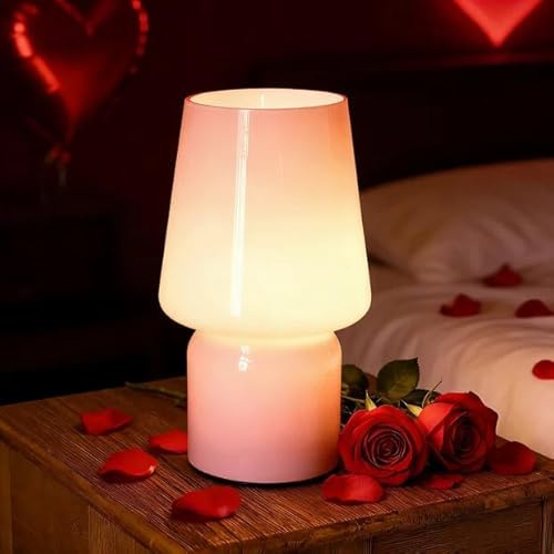 ULAROOM Battery Operated Table Lamp,Small Cordless Lamps with Timer,Vintage Bedside Nightstand Decorative Lamp for Home Decor Bedroom Livingroom Entryway Stairway Shelf Fireplace Corner Decor(Pink)
