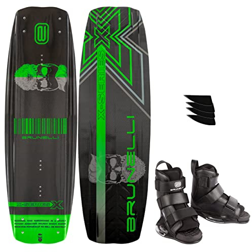 BRUNELLI Carbon Wakeboard Set 145 cm Green Wake Binding Wakeboardbindung (L-XL (43-47))