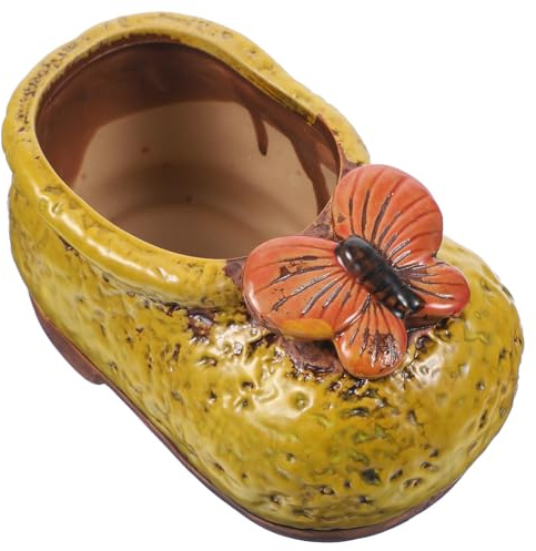 Toddmomy Maceta de Flores de Bota para Escritorio Decoración de Jardín Maceta de Cerámica Forma de Zapatos y Botas para Plantas Pequeñas y Cactus