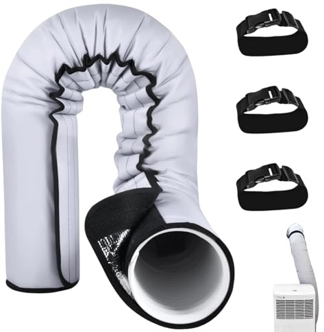 Funda Aislante Para Manguera De Aire Acondicionado | Cubierta Protectora Para Tubo De Escape Y Conducto - Resistente Al Calor, Impermeable Y Portátil Con Correas De Ajuste Para Protección De