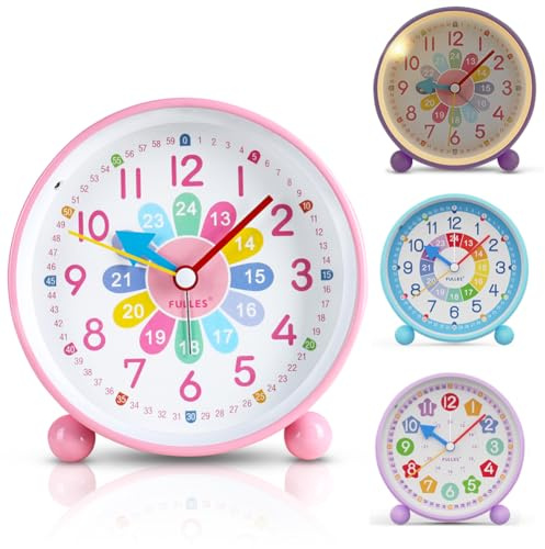 Réveil numérique pour enfants, réveil pour enfants, filles, réveil pour enfants sans tic-tac, réveil éducatif, veilleuse analogique, réveil pour enfants, cadeau pour enfants, réveil lumineux pour