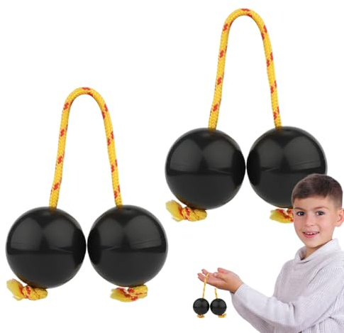 Kashaka Shaker Ball - Kashaka - Sfera a sonaglio per strumento musicale, 2 paia di sfere per percussioni manuali in ABS, maracas a doppia zucca, palline ritmiche per feste, shaker portatile per musica