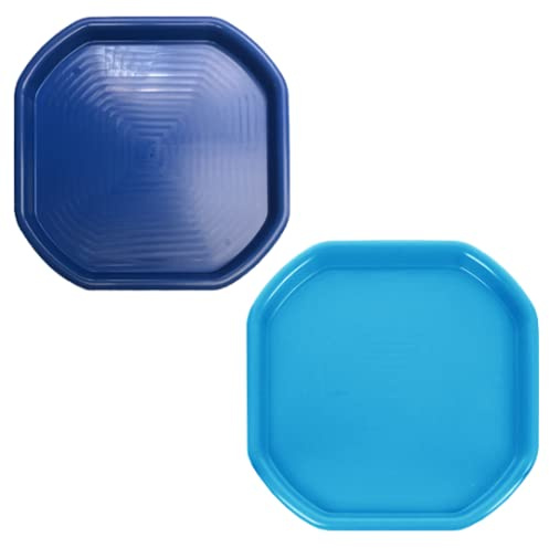 JMS we create smile (Set of 2) Small Colour Plastic Mixing Tray Sand Water Play Builder Equipment Sand Pool Pit Beach Tuff Tray for Toddlers Messy Play Tray - Made in UK 70x70 CM (BLUE + SKY BLUE)