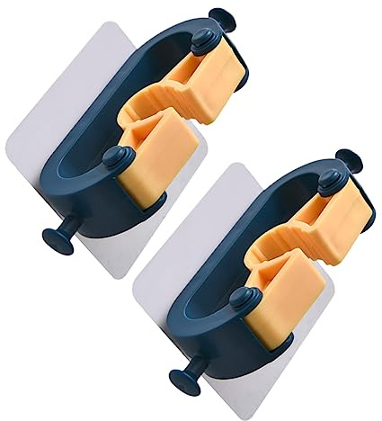 BAZEITFLOW 2pcs Wall Mounted Bathroom Storage Rack Mop Holder Broom Organizer for Cleaning Tools in Home Bathroom