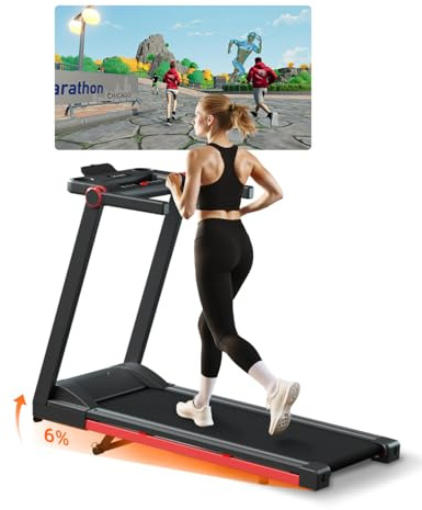 Superun Tapis roulant pieghevole, tapis roulant inclinabile adatto ad attrezzature ad alta tecnologia, massima 158 kg, controllo tramite app