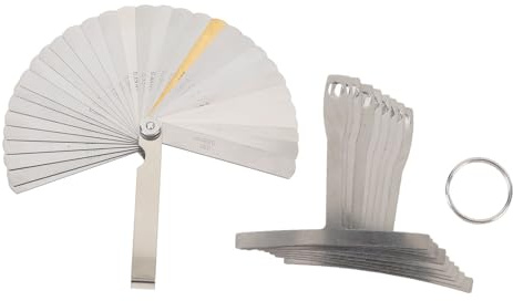 Conjunto de calibre Feeler, calibre de radio de acero inoxidable 32 cuchillas de cuerda calibre con llavero, herramienta de medición de altura de cuerda para la configuración de