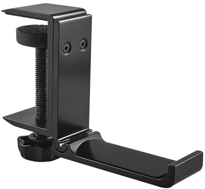 LINLINOI Faltbarer Aluminium Kopfhörerständer, Tischklemmen Halter mit Haken, Universal Headset Halter für Gaming & Büro, Platzsparend & Stabil
