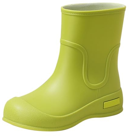 Gummistövlar dam festival, regnstövlar dam halvhög bekväma gummistövletter vattentäta regnskor eleganta slip-stövlar platta regnstövlar utomhus arbetsskor fashionabla fiskestövlar, Grön, 37 EU