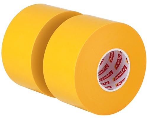 Fyguard 2 Rolls Painters Tape 48mm x 50m Yellow Masking Tape | Heat resistant, waterproof, medium tack, clean removal, sharp paint lines, for walls, wood, glass and metal
