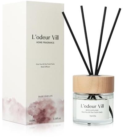 L'odeur Vill Doftspridare för rum, Vanilj Rumsdoft med Doftpinnar, Doftspridare för badrum, lägenhet, heminredning, 100 ml
