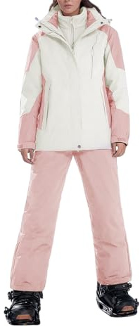 Generisch Skijacke Damen Skianzug Damen 2 Teilig Set Wasserdicht Warm Skijacke und Hose Ski Set Winter Schneeanzug Snowboardanzug Atmungsaktiv Outdoor Skibekleidung Gefüttert Zweiteiler Outfit