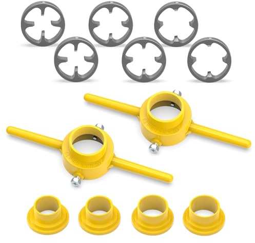 MEANLIN 2PCS Utensile per la realizzazione di filettature in PVC BSP Die Set Filettatrice per tubi - Attrezzo idraulico Kit per filettatura tubi con 3 matrici: 1/2 3/4 1