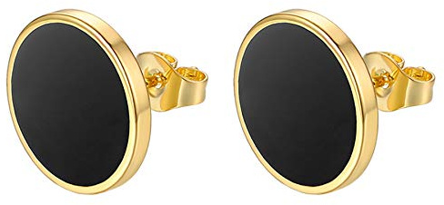 Flongo Ohrringe Edelstahl Unisex Ohrringe für Herren und Damen fake plug Ohrstecker in Mode 3-14mm Größe Ohrschmuck schwarz silber golden fake tunnel Ohrstecker hübsche minimalistische Ohrringe