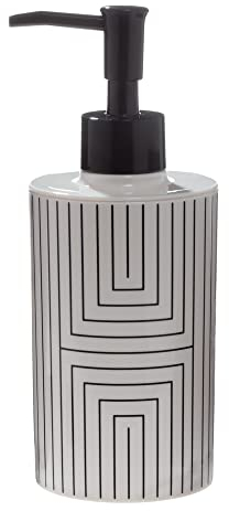 Spirella Seifenspender Graphic | mit Pumpe | Flüssigseifen-Spender | Kunststoff | 300ml | Langliebig und Robust | Weiß Schwarz, White