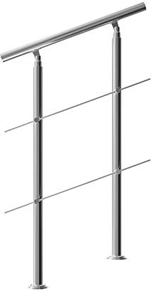 Monzana Ringhiera per scale acciaio 80cm 2 traverse interno esterno corrimano da parete parapetto