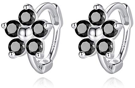VIKI LYNN Klein Creolen Blume Ohrringe mit 925 Sterling Silber und Zirkonia Ohrringe Schmuck Geschenke für Damen