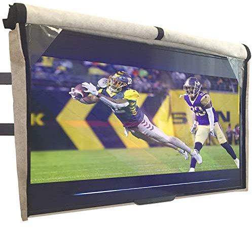 Outdoor TV Cover 48, 49, 50 inch - WITH FRONT FLAP - Weatherproof, Waterproof protection, Soft Interior, With Bottom cover - Beige