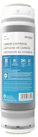 Whirlpool Granular Activated Carbon 10 x 2.5 Replacement Water Filter WHKF-GAC, Reduces Chlorine, Bad Taste & Odor, Use with Home Under Sink Drinking Water Filtration or Reverse Osmosis System
