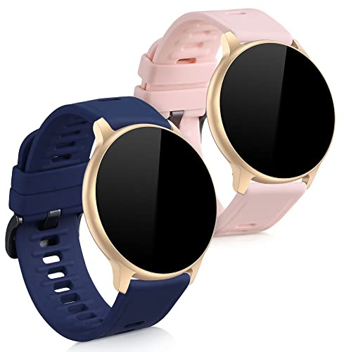 kwmobile Straps for AGPTEK LW11 Straps - 2x Replacement Silicone Watch Bands - Smartwatch or Fitness Tracker - Pink Matte/Dark Blue