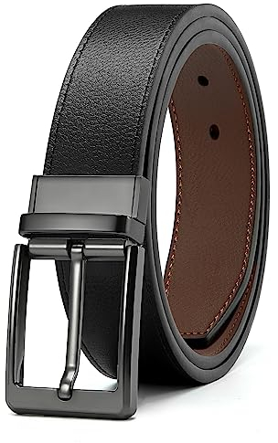 CHAOREN Ledergürtel Herren 1 Stück, Gürtel Herren Leder Reversibel Ein Schwarz Braun 35mm, Männer Wendegürtel Beidseitig für Casual Jeans und Anzug