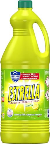 Estrella 2 en 1 Lejía con Detergente Limón, Desinfección y limpieza sin huella para el hogar - 2,87 litros