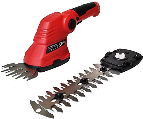 Grass Shears Electric RocwooD 2 In 1 Garden Lawn Cordless Handheld Grass Shears And Hedge Trimmer Edger Clipper Shrub Lightweight 7.2V Battery and Charger Included Red Black
