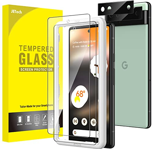 JETech Schutzfolie für Google Pixel 6a, 2+2 Stück | Mit Kameraschutz, HD Klares Gehärtetes Glas Displayschutzfolie, Kratzschutz, Einfache Installationshilfe