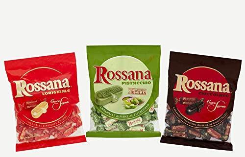 Fida, Rossana Tris Limited Edition con relleno clásico, pistacho y chocolate [3 paquetes]