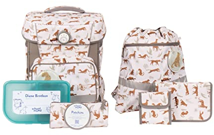 SCHOOL-MOOD Schulranzen Set Leopard 7-teilig Hero Maxx Air+ inkl. Zubehör, ergonomischer Schulranzen Jungen & Mädchen, Schultasche