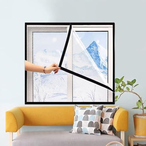 SGSKEIEY Winter Winddicht Schalldicht Fenster Isolierfolie Fensterabdeckungen,Kälte Draußen zu Halten Indoor Fenstertür Isolator-Kit Fenster (140x160cm/55x63in)