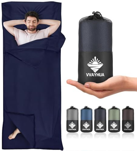 VVAYHUA Hüttenschlafsack,2in1 Reiseschlafsack aus Mikrofaser,Zwei-Wege-Reißverschlüsse Legen die Füße separat frei,Erwachsene Camping Blatt für Rucksacktourismus, Hotel, Geschäftsreisen