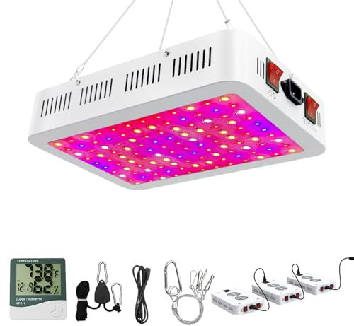 NAILGIRLS Grow Light 2025 Newest 1500W LED Plant Grow Light Full Spectrum,Dual Switch Veg/Bloom Daisy Chain Plant Grow Heat Lamp with Temperature Hygrometer for Indoor Plants Grow