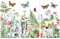Peacoblue Rub on Transfers for Crafts 3Pcs Butterflies and Flower Bushes 15cmx30cm, UV DTF Waterproof Japanese Furniture Transfer for Chest of Drawer Dresser Glass Porcelain Wood Plastic