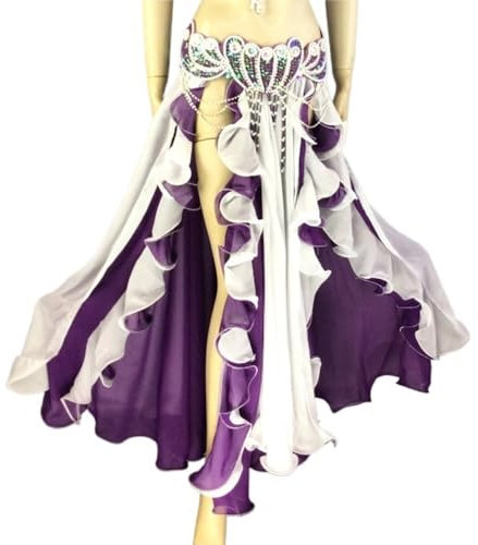 UGLYAF Tanzbekleidung for Damen, Bauchtanz-Kostüm, Kleidung, Aufführungen, Trainingskleid, Kreis-Bauchtanz-Röcke(Purple)