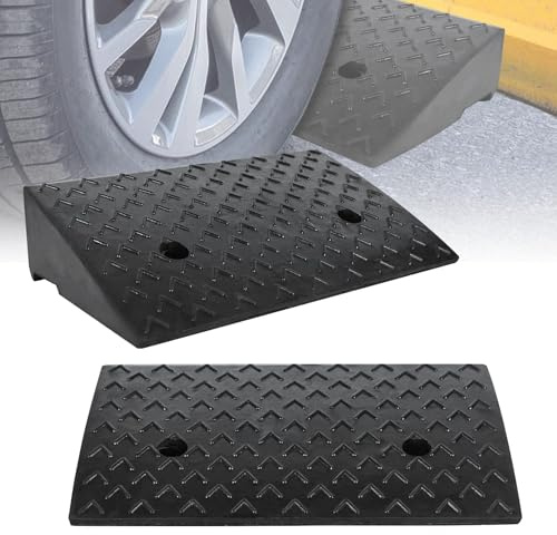 ACXIN Bordsteinrampe Gummi 10cm - 2 Stück Dämpfungsrampen, Auffahrrampe für Auto, Motorrad, Rollstuhl, Rollator, Bürgersteig, Schwarz
